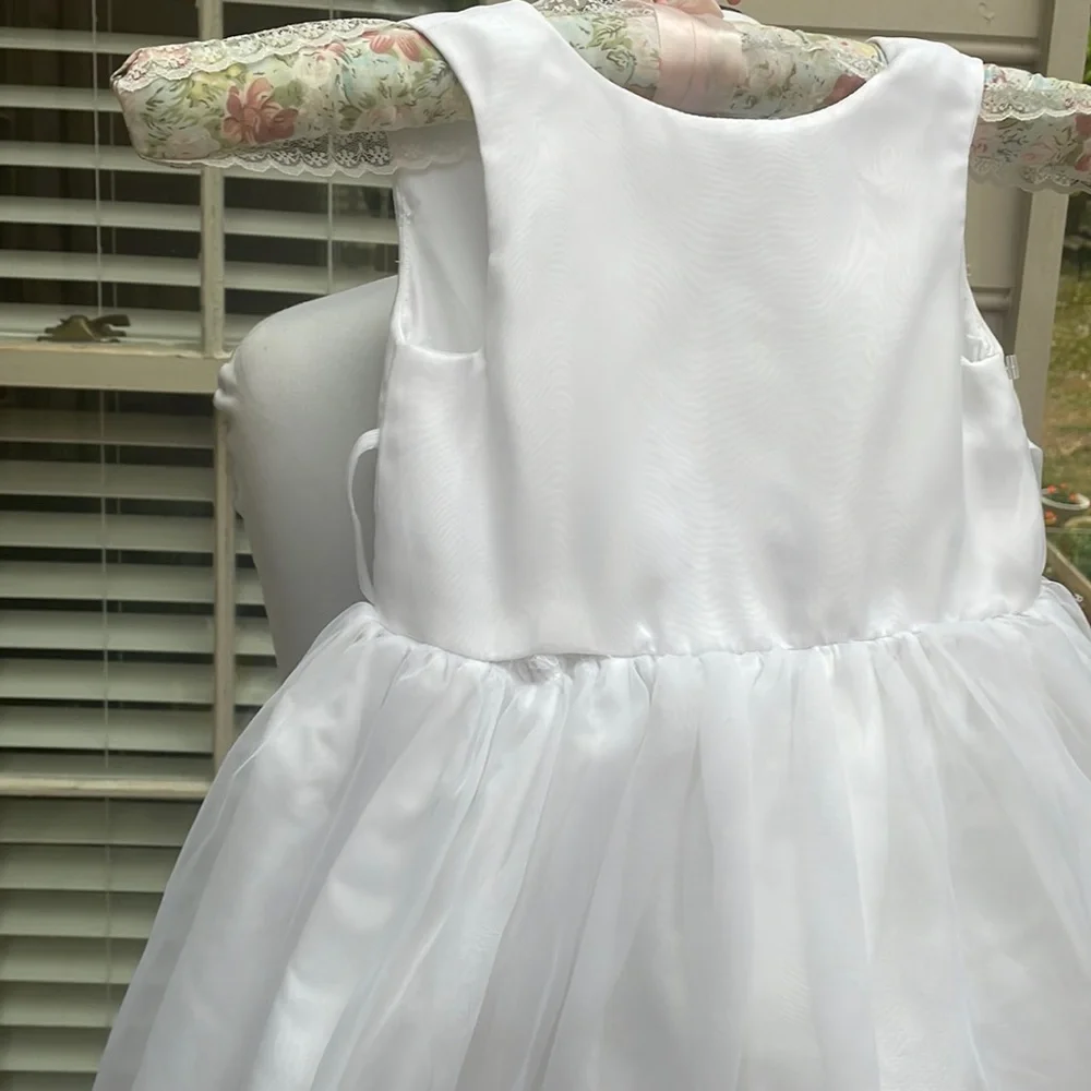 David's Bridal White Flower Girl Dress Size 2T - Picture 5 of 15